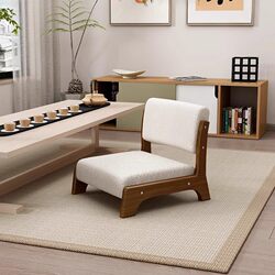 Japanese-Style Tatami Seat, Solid Wood Bay Window Stool, Legless Chair with Backrest for Bed, Living Room Balcony Lazy Sofa Chair