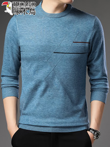 Woodpecker Spring and Autumn Thin New Sweater Men's Round Neck Long Sleeve T-shirt Knitted Casual Wool Shirt