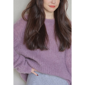 
Gentle niche chic taro purple pullover sweater for women autumn and winter soft and waxy loose lazy style top versatile cardigan