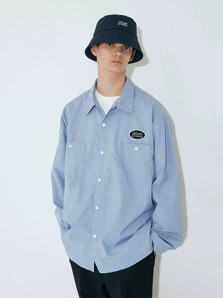 SEDAN ALL PURPOSE OVAL LOGO WORK SHIRT 23AW 口袋条纹长袖衬衫-Taobao
