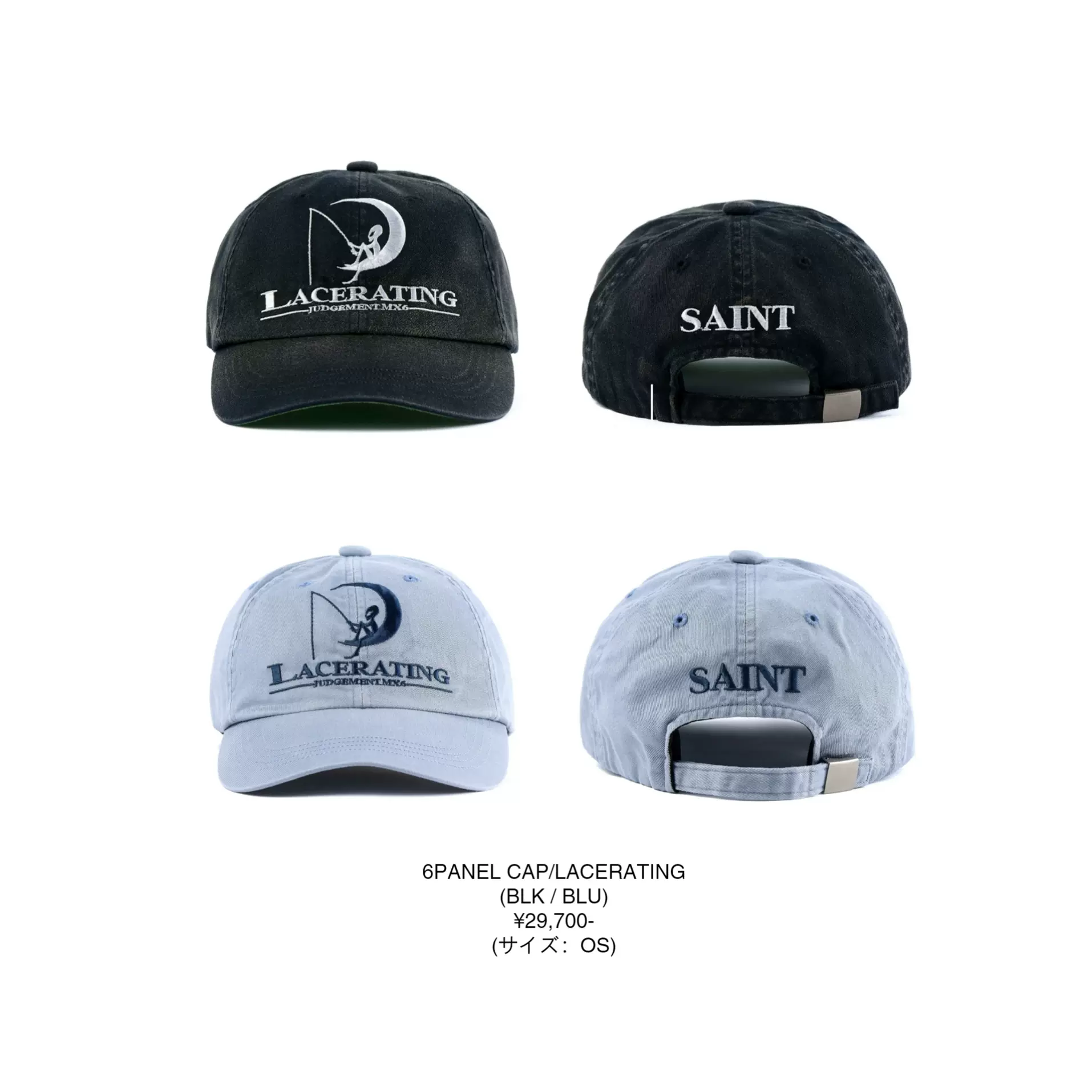 国内现货SAINT MICHAEL 6PANEL CAP LACERATING 刺绣做旧帽子25SS