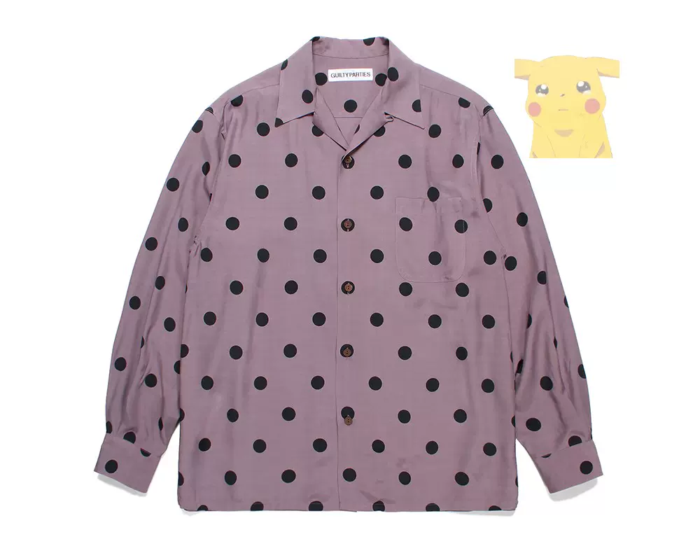 代购WACKO MARIA 23AW DOTS OPEN COLLAR SHIRT 长袖衬衫-Taobao