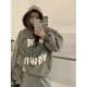 American style plush velvet thickened hooded couple sweatshirt coat for women in autumn and winter Korean lazy style loose slim hoodie top