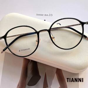 
9101 Ultra-light 6g glasses Xiaohongshu Shen Yue Gummy myopia glasses for women cold brown titanium legs round mirror frame