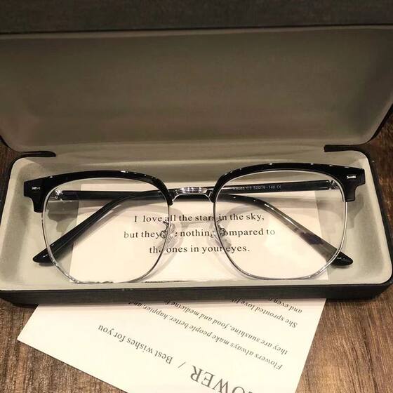 
Xiaohongshu's same style transparent white and gray pavilion 52 war retro eyebrow frame transparent gray myopia anti-blue light glasses processing resin