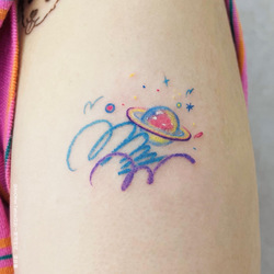 Another Tattoo Super Cute Ins Color Creative Saturn Arm Female Tattoo Stickers Buy One Get One Free Waterproof