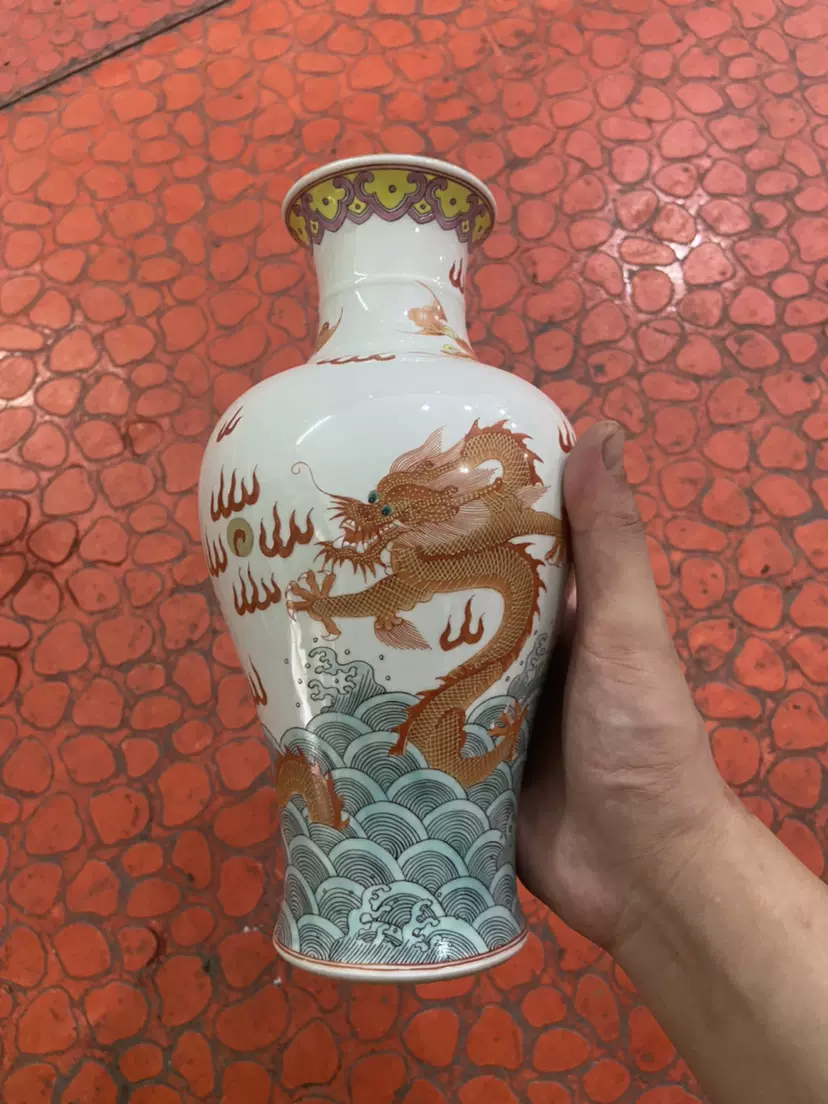 清代粉彩龙纹赏瓶古董古玩老货旧货仿古瓷收藏摆件文房器-Taobao