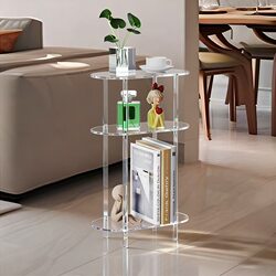 Cross-Border Acrylic Transparent Coffee Table Sofa Double-Layer Small Table Simple Creative Assembly Style Side Table