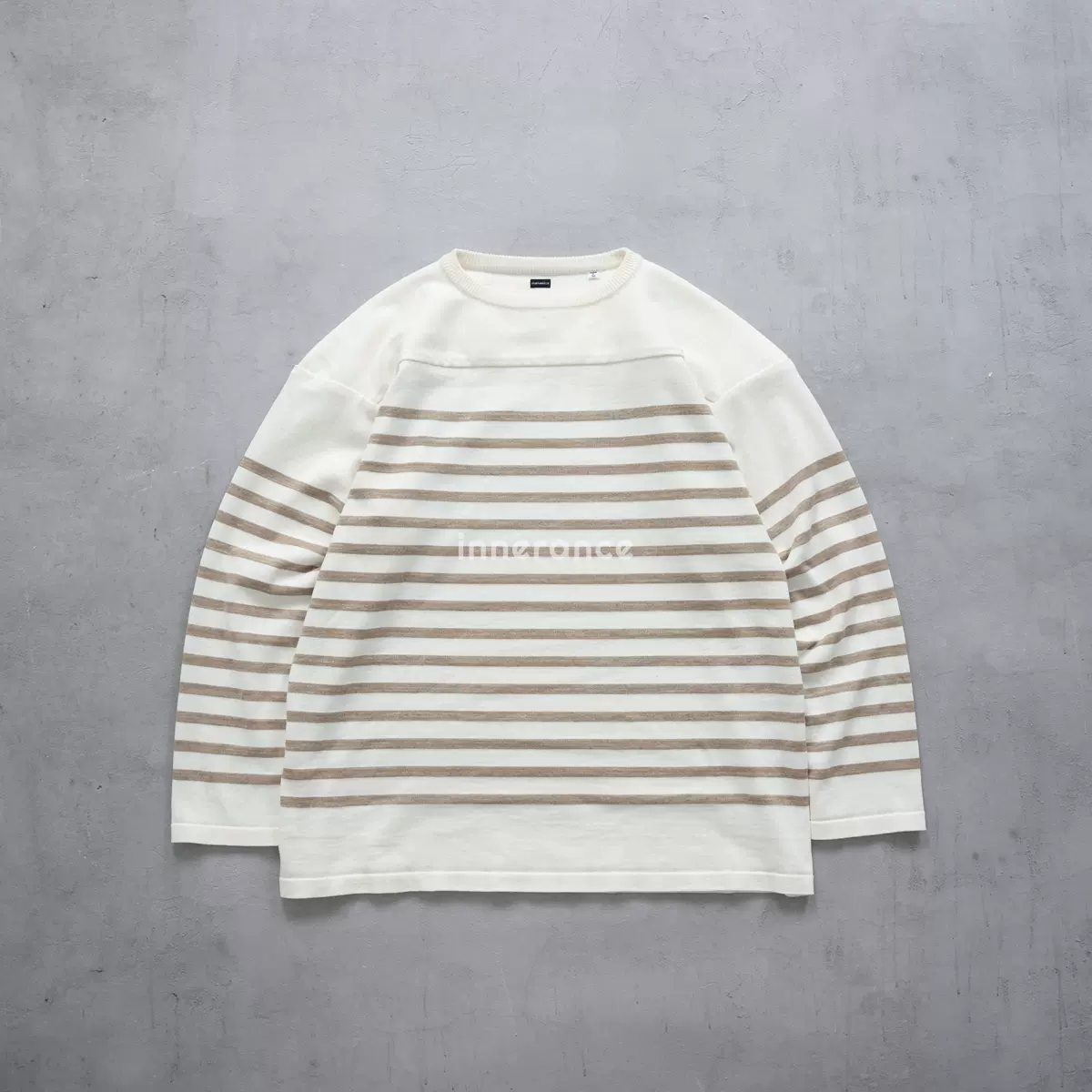 现货nanamica paper knit stripe crew 条纹廓形针织卫衣长袖23ss-Taobao