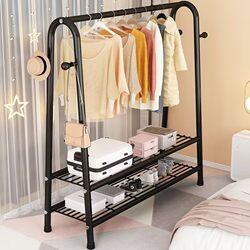 Thickened Floor-Standing Clothes Rack for Bedroom, Simple Household Clothes Drying Rod, Dormitory Clothes Hanger, Balcony Clothes Drying Rack