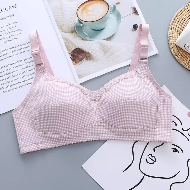 Full-cotton large-size bra thin style for developmental girls without sponges, middle-aged and elderly mothers without steel ring bra soft