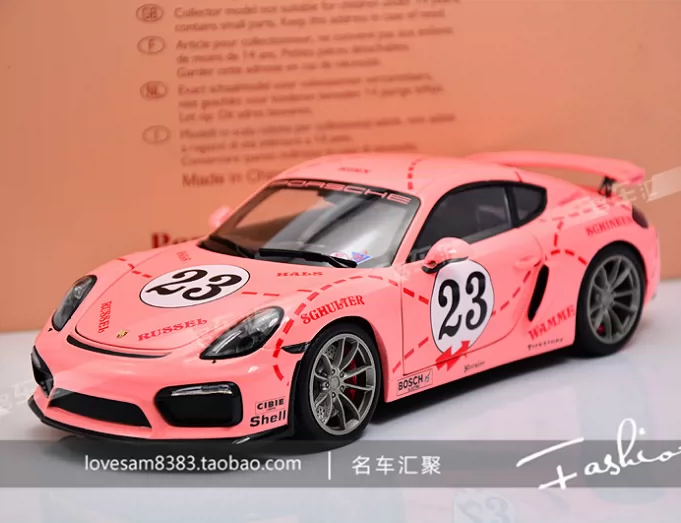 Nsl 1 18 保时捷gt4 Cayman 卡曼粉猪 23 合金全开车模