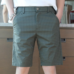 2025 new summer men's thin plaid shorts middle-aged loose five-point pants for outer wear casual five-point mid-pants