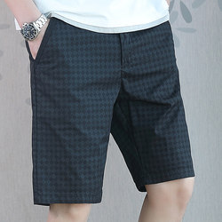Middle-aged 5-point casual shorts men's summer thin loose straight pants 2025 new plaid trousers