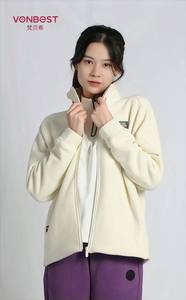 
Van Bech autumn and winter women's new velvet windbreaker stand collar solid color zipper top jacket 8262121