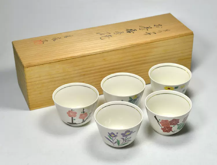 日本茶道具】清水烧京都四季茶吞茶盌五客青嵐窯未使用品-Taobao