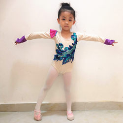 Children's Gymnastics Jumpsuit Long-Sleeved Triangle Competition Suit Artistic Gymnastics Dance Suit Chinese Dance Ballet Practice Suit