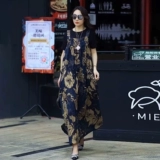 Платье, летний комплект, черная базовая футболка, 2024 года, цветочный принт