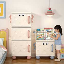 Children's Cartoon Storage Cabinet Bedroom Bedside Picture Book Rack Organizer Cabinet Home Living Room Creative Multi-Layer Storage Cabinet