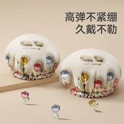 Waterproof Shower Cap for Women, Household 3D Shower Cap, Anti-Moisture Hair Cover, Kitchen Anti-Oil Smoke, Thickened Double-Layer