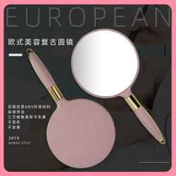 European-Style Vintage Handle Makeup Mirror, Handheld Beauty Salon Mirror, Portable Tattoo Supplies Tool