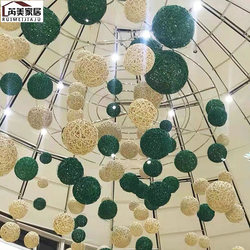 Creative Space Bamboo Weaving Art New Year Installation Rattan Ball Willow Ball Decorative Ball Shopping Mall Decoration Props Corridor Hanging Ornaments