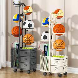 Basketball Storage Rack for Home Indoor Use, Floor-Standing Children's Soccer, Volleyball, Badminton Storage Shelf, Yoga Storage Basket