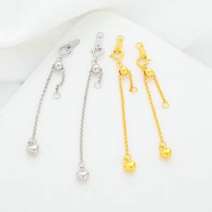 
Sterling silver y platinum chain ring chain link chain diy adjustable pearl S925 gold silicone buckle necklace plated extension