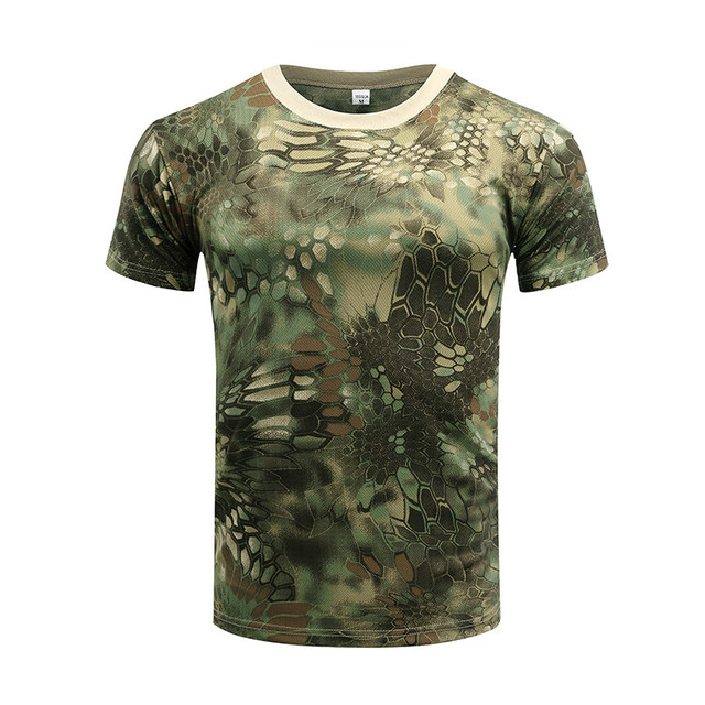 New python pattern camouflage T-shirt summer short-sleeved mesh quick ...