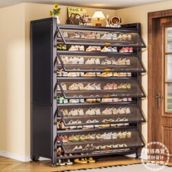 New Steel Shoe Cabinet for Home Entrance, Integrated Wall-Mounted Indoor Multi-Layer Storage Cabinet, Dust-Proof Shoe Rack