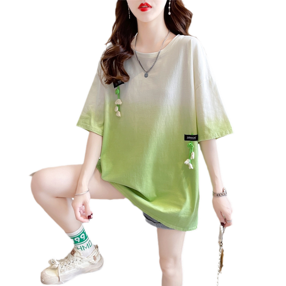 
Design-sensual niche short-sleeved T-shirt for women in summer Korean style loose large size women's mid-length small tie-dye top