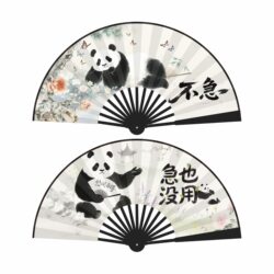 10inch New Model Panda-Themed Park Hot-Selling Silk Fans, Popular among Students, Folding Fans, Promotional Fans for Tourism
