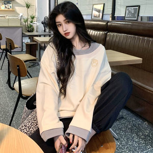 假两件卫衣无帽女秋冬季小个子宽松慵懒风加绒加厚设计感小众上衣