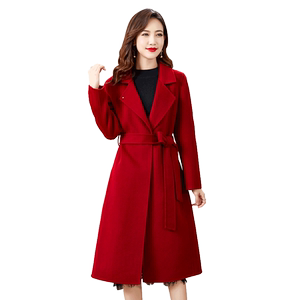 
Chanifen red high-end western style double-sided wool cashmere coat for women 2026 new spring and autumn mid-length coat