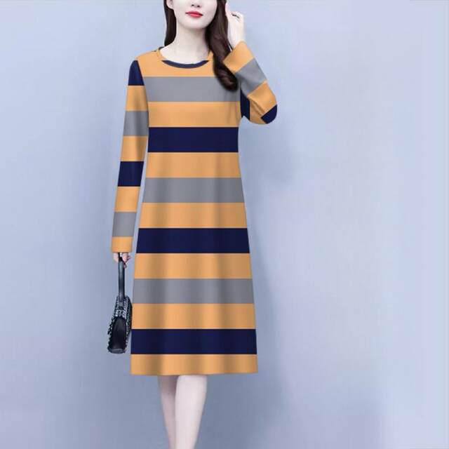 Qingcang nighttime women's autumn conventional long -sleeved dress casual large size Middle -aged and elderly ladies pajamas simple home service
