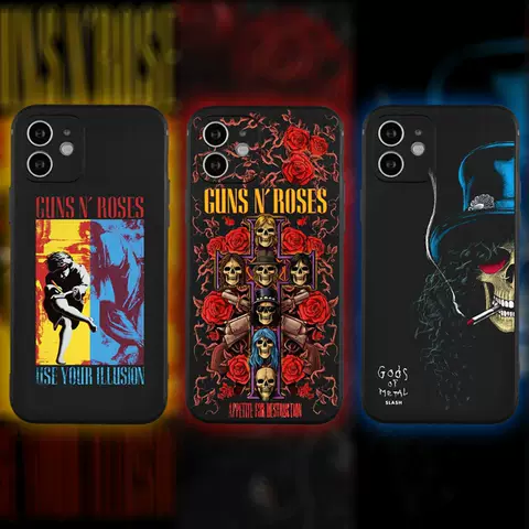 Guns And Roses New Phone Cases Covers Metal Band Illustration iPhone 15, iPhone 14, iPhone 13, iPhone 12, iPhone 11