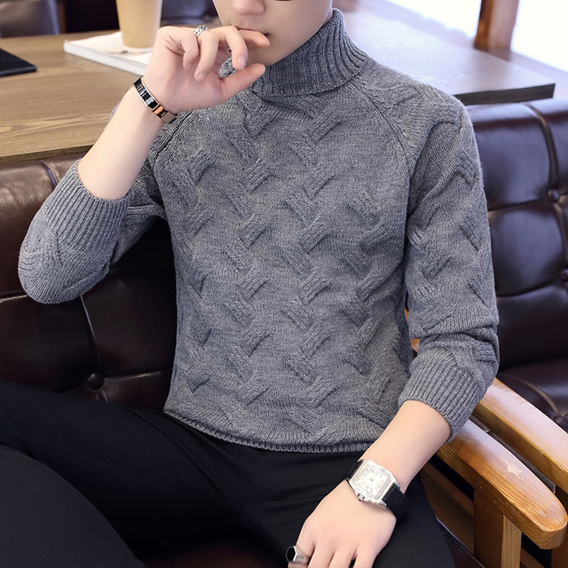 Autumn and winter sweater men's Korean version of slim men's high ...