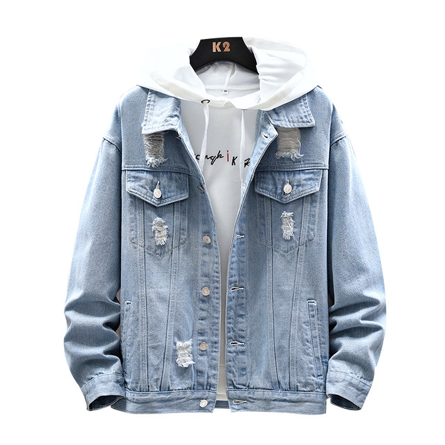 Spring denim jacket men's loose spring and autumn Korean style trend ...