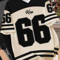 2025 New Short-Sleeved T-Shirt for Men and Women, Loose Casual Versatile Top, Vintage American Sports Jersey