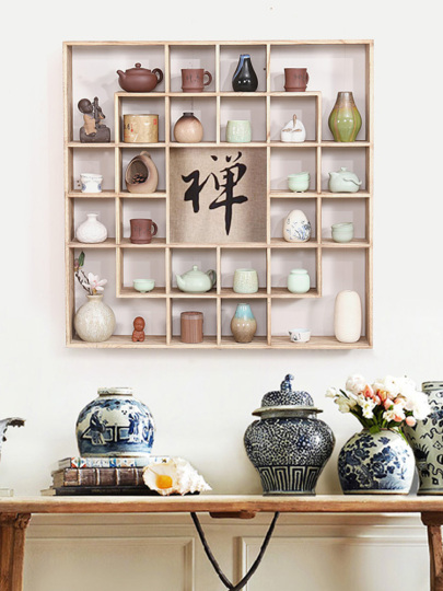 無垢材 ティーカップシェルフ - 日本風ディスプレイラック