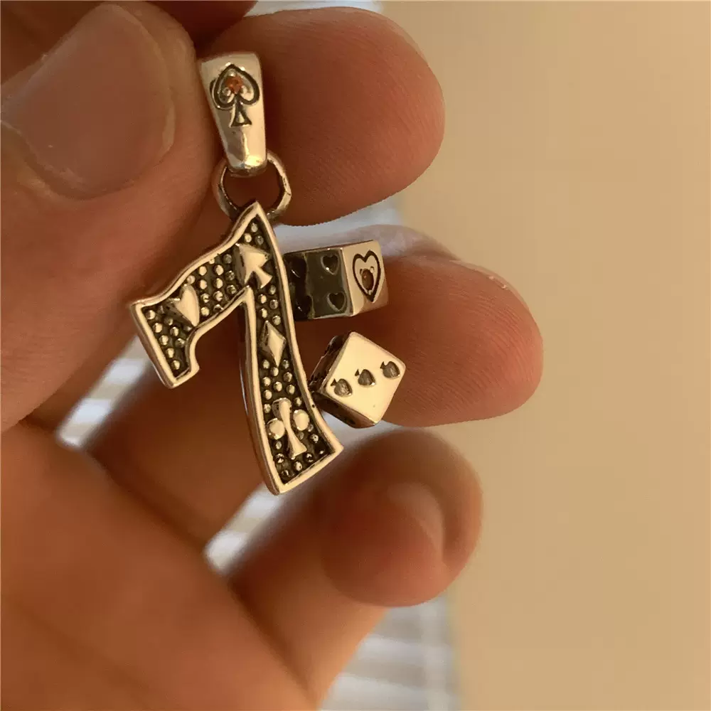 小宝925纯银小号数字7吊坠女不含链单坠项坠小众轻奢气质骰子银饰 Taobao