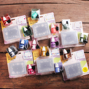 
Colorful self-filling soaking seal Japanese KODOMO NO KAO Nordic jewelry forest animal stamp ink set