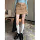 Retro high-waist denim skirt and short skirt for women autumn design hot girl tight A-line hip-pack work skirt
