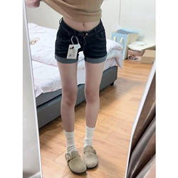 American Retro High-Waisted Denim Shorts for Women 2026 New Spring and Summer Plus-Size Slimming Straight-Leg Pants
