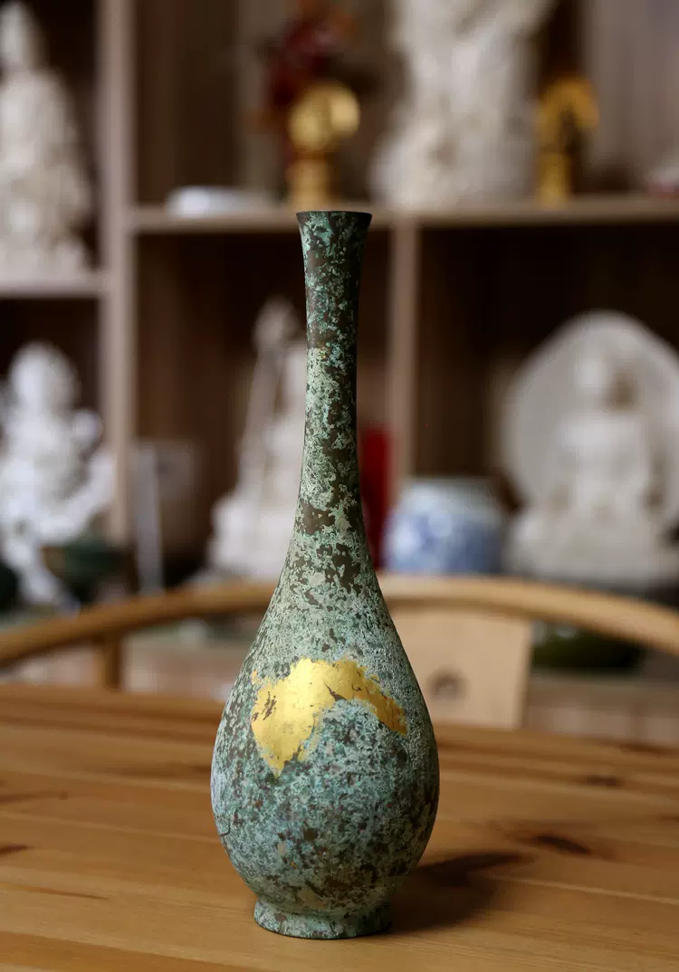 日本名家雅英孔雀颜色釉窑变花瓶花入花道茶道用具赏瓶摆件JP700-Taobao 