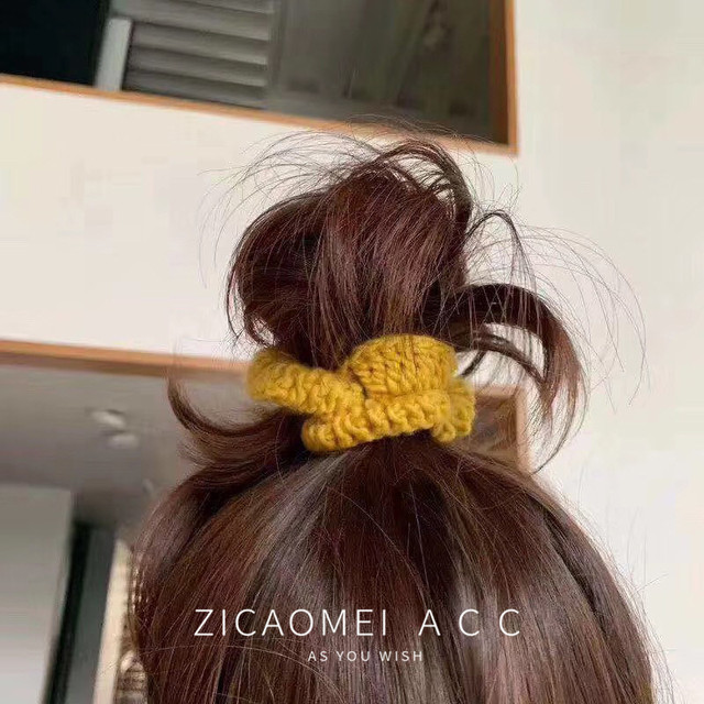South Korea's early autumn wool large intestine hair circles simple knitted girl ball head color rubber band tie ponytail head rope ornaments
