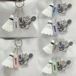 Badminton Keychain Mini Portable Retractable Badminton String Cutting Scissors Pendant Mini Badminton Model