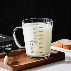 Graduated Milk Cup, Glass Cup, High-Value Household Children's Breakfast Cup, Microwave-Safe Coffee Cup, Adult Straw Cup