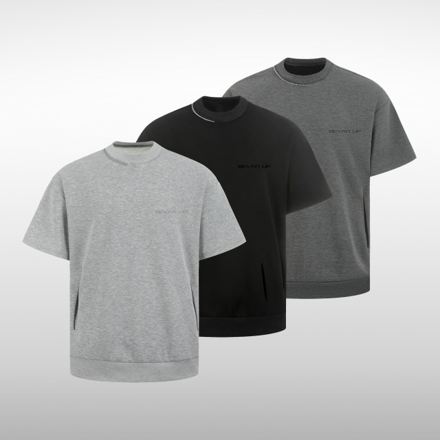 BEVAN UP ZIPPER TEE * Space Cotton 270G Ice-Sensory T-Shirt Roboli Ring Zipper