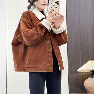
Huiyige autumn and winter women's corduroy cotton-padded jacket Korean style retro warm corduroy cotton jacket